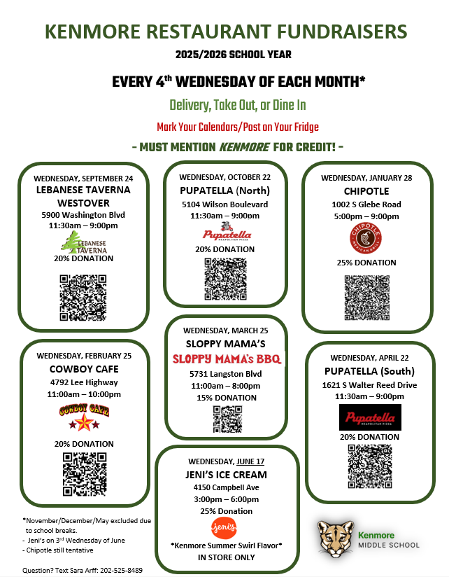 restaurant fundraiser info. See PDF below.