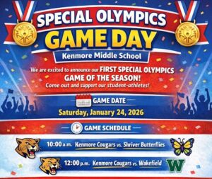 Special Olympics, Saturday january 24th 10 am