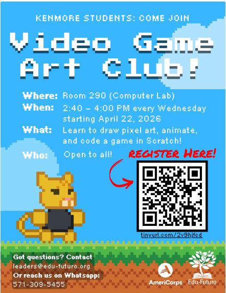 Video game club Wednesdays 2:30-4PM starting April 22nd
